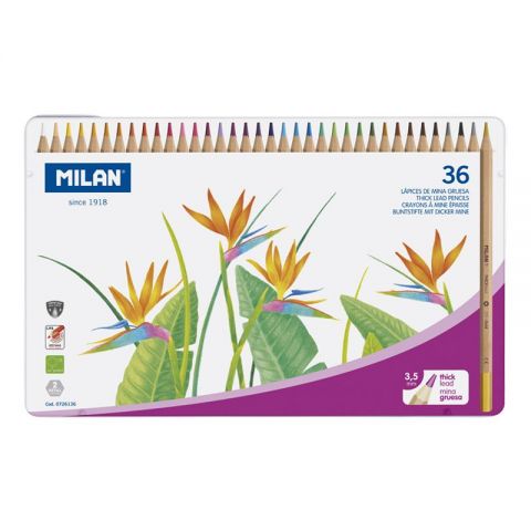 CAJA METAL MILAN 36 LAPICES DE COLORES MINA 0.33