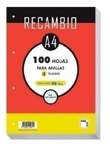 RECAMBIO PARA ANILLAS 4 TALD 90GR 4X4MM 100 HOJA