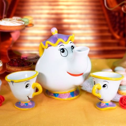 JUEGO DE TETERA Y TAZAS DISNEY SAMOVAR Y CHIP