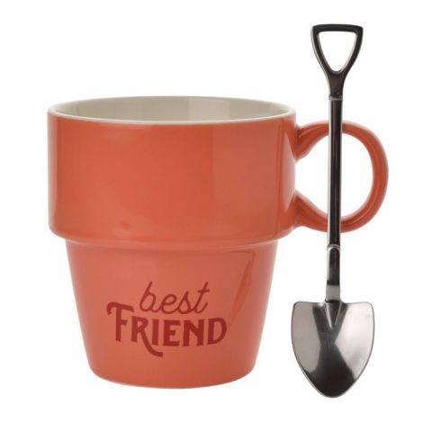 TAZA BEST FRIENDS NARANJA CON CUCHARA