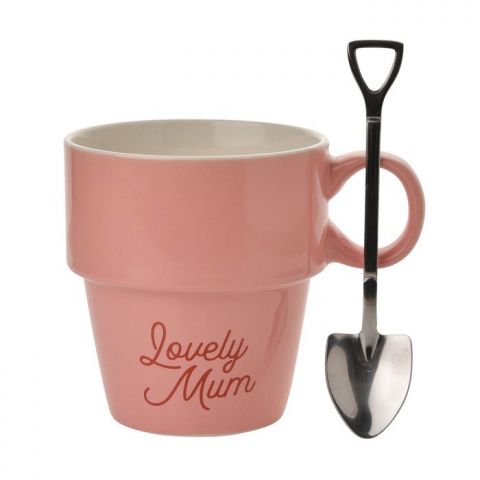 TAZA LOVELY MUM ROSA CON CUCHARA