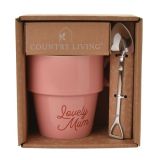 TAZA LOVELY MUM ROSA CON CUCHARA