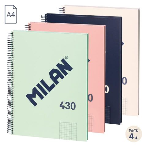 Cuaderno A4 con espiral y tapa dura, papel cuadric