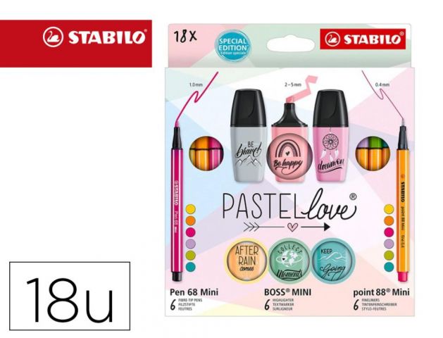 STABILO set Mini World PASTEL LOVE - Estuche de ca