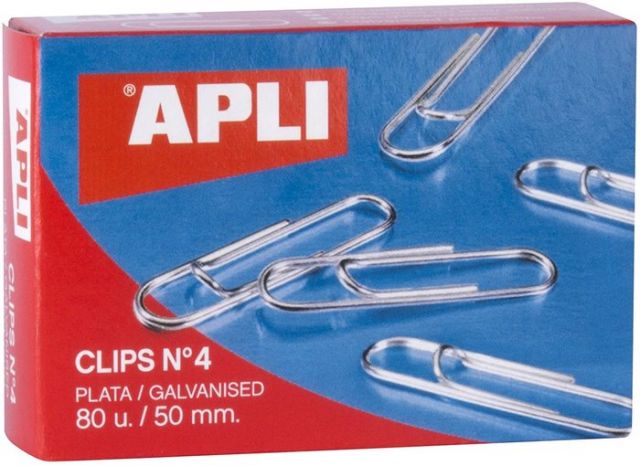 CLIPS PLATEADO APLI 4 50 MM 80 UNID