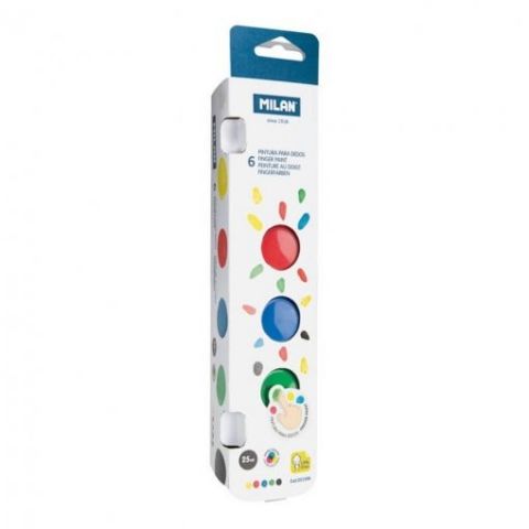 PINTURA DEDOS MILAN 25 ML COLORES BASICOS 6 UDS