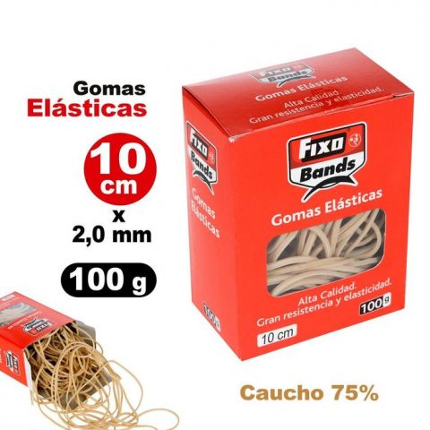 GOMAS ELASTICAS 2 MM X 10 CM FIXO CAJA 100 GRAMOS