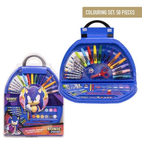 Set de papelerías coloreable 50 pz SONIC