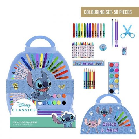 SET PAPELERIA COLOREABLE 50 PIEZAS STITCH