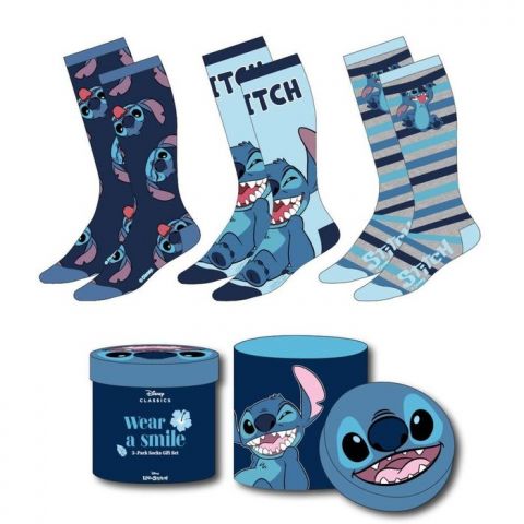 PACK CALCETINES 3 PIEZAS STITCH CAJA REGALO 