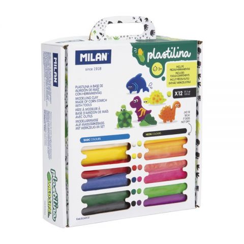 Maletín 12 barritas plastilina de colores con piez