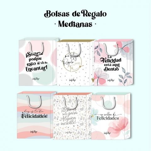 BOLSAS DE REGALO MEDIANAS DISEÑOS SURTIDOS